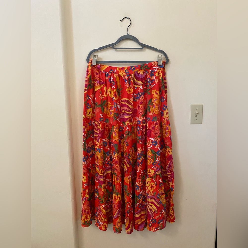 Rachel Roy Floral Maxi Tiered Shift Skirt Size M - Picture 3 of 6